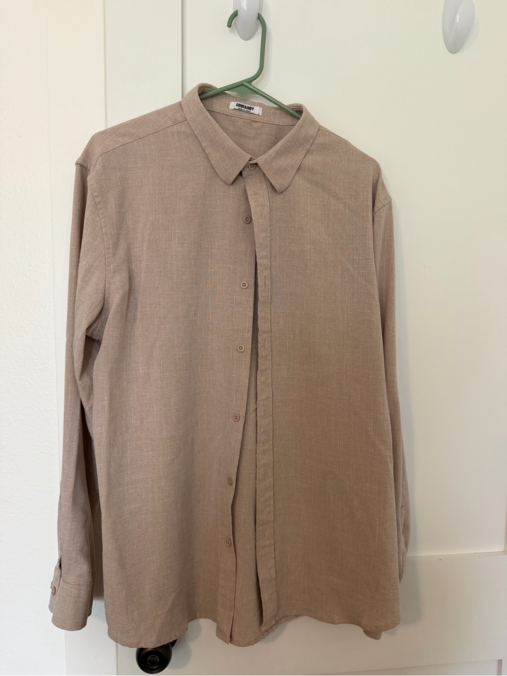 Coofandy Men's Long-Sleeve Button-Up Shirt - Taupe